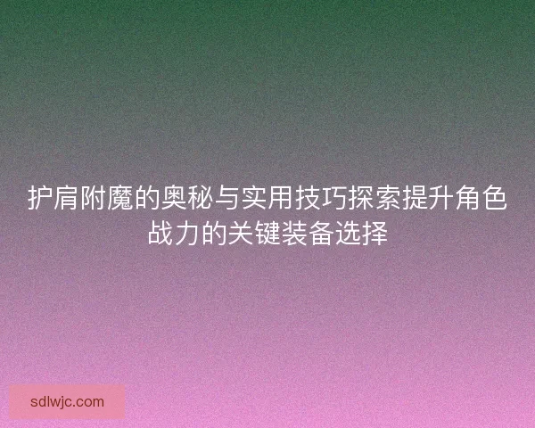 护肩附魔的奥秘与实用技巧探索提升角色战力的关键装备选择