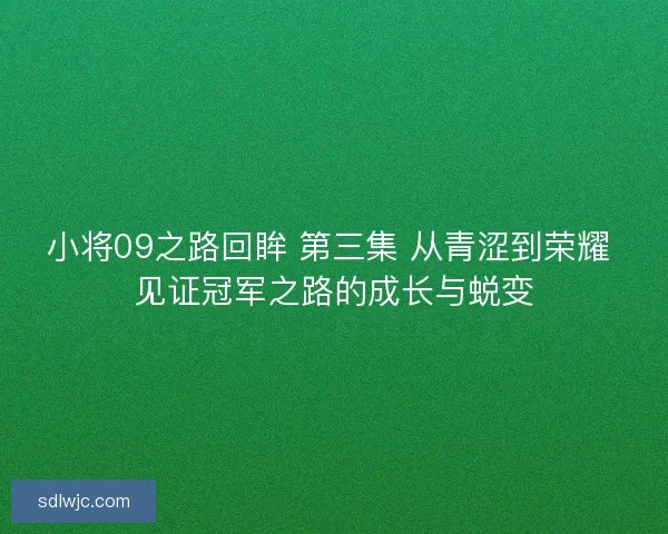 小将09之路回眸 第三集 从青涩到荣耀 见证冠军之路的成长与蜕变 小将09之路回眸 第三集 从青涩到荣耀 见证冠军之路的成长与蜕变
